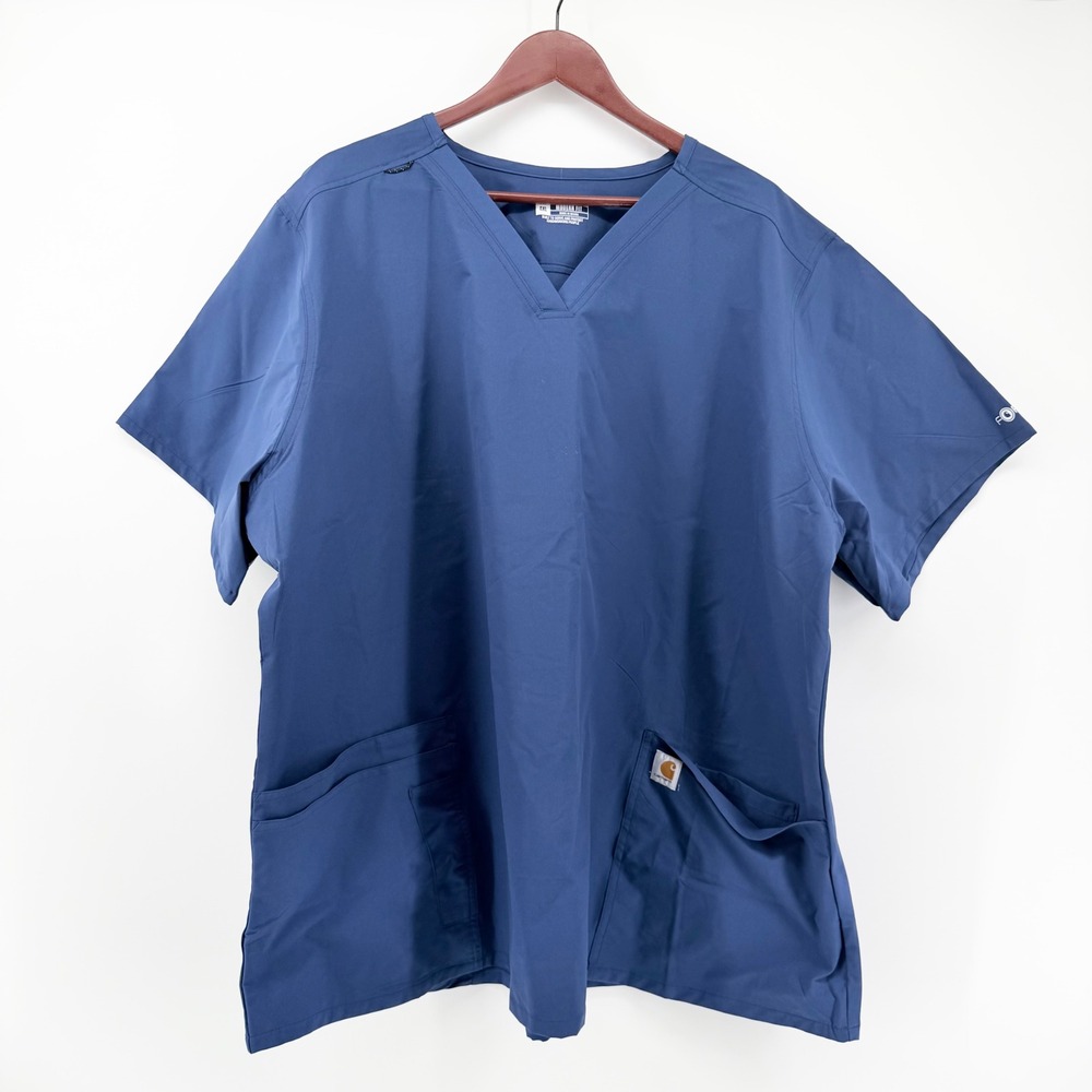 Carhartt 4XL Women's Force Essentials Blue Scrub Top V-Neck Medical Plus Size